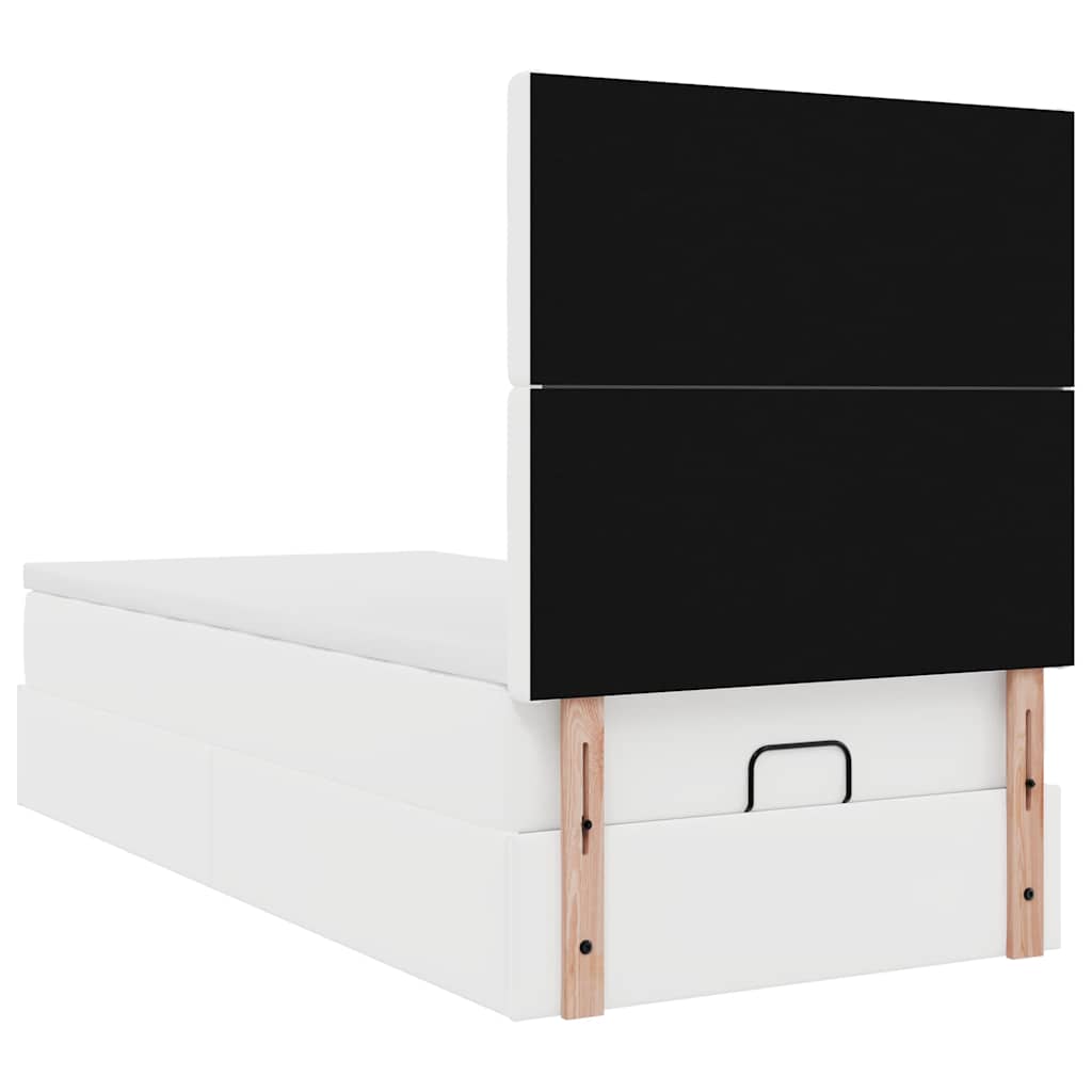 Ottoman-Bett mit Matratze & LEDs Weiß 90x200 cm Kunstleder