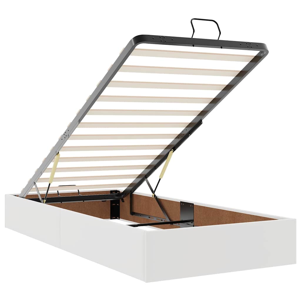 Ottoman-Bett mit Matratze & LEDs Weiß 90x200 cm Kunstleder