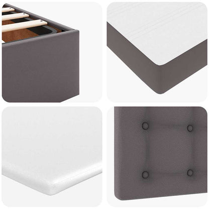 Ottoman-Bett mit Matratze & LEDs Grau 90x200 cm Kunstleder