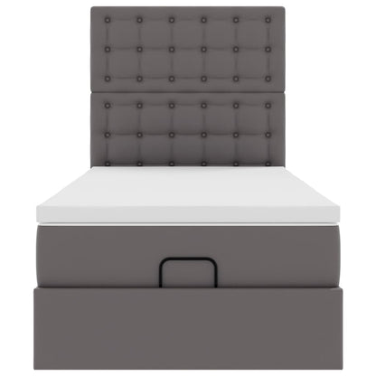 Ottoman-Bett mit Matratze & LEDs Grau 90x200 cm Kunstleder