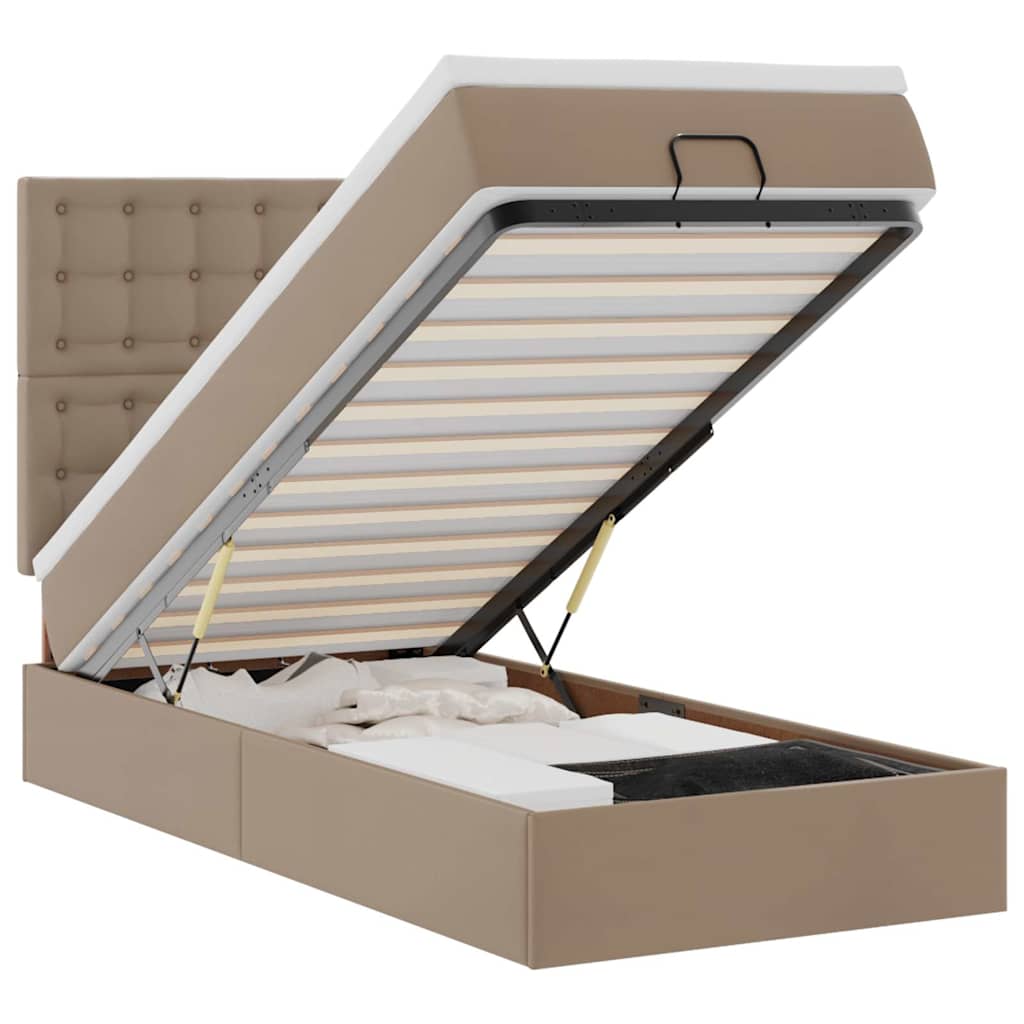 Ottoman-Bett mit Matratze & LEDs 90x200 cm Kunstleder