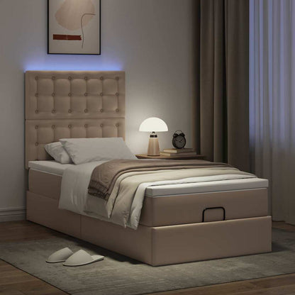 Ottoman-Bett mit Matratze & LEDs 90x200 cm Kunstleder