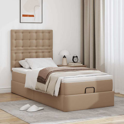 Ottoman-Bett mit Matratze & LEDs 90x200 cm Kunstleder