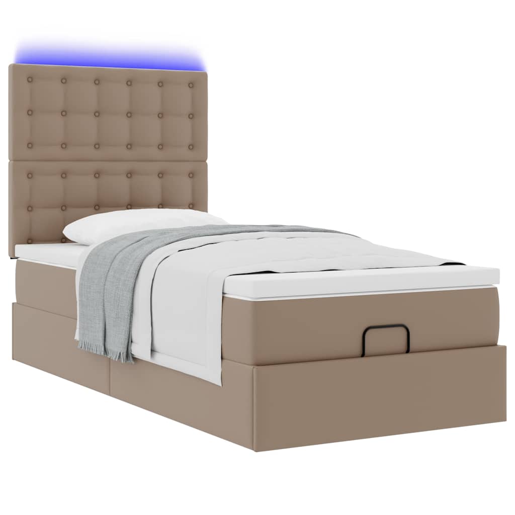 Ottoman-Bett mit Matratze & LEDs 90x200 cm Kunstleder