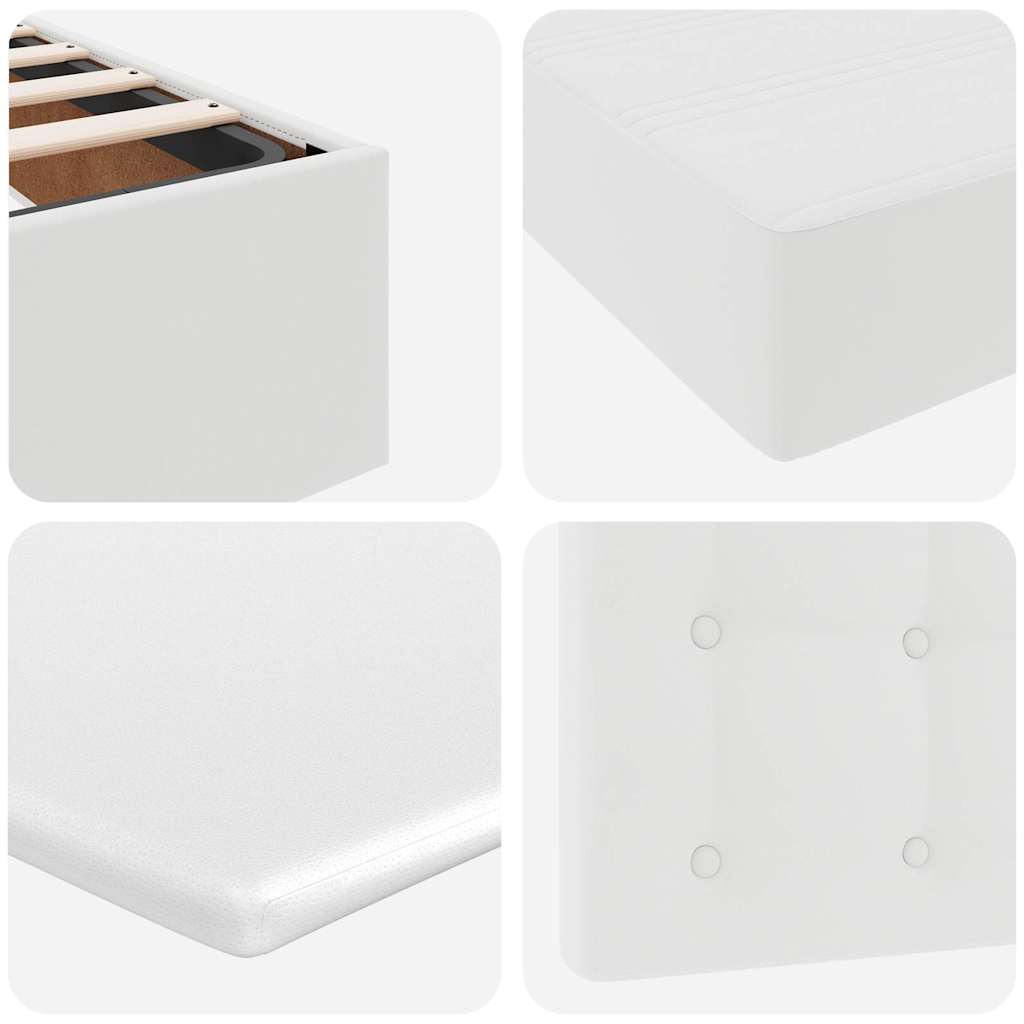 Ottoman-Bett mit Matratze & LEDs Weiß 100x200 cm Kunstleder