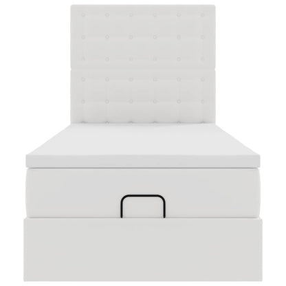 Ottoman-Bett mit Matratze & LEDs Weiß 100x200 cm Kunstleder