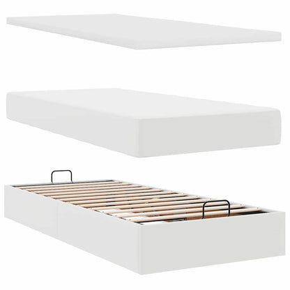 Ottoman-Bett mit Matratze & LEDs Weiß 100x200 cm Kunstleder