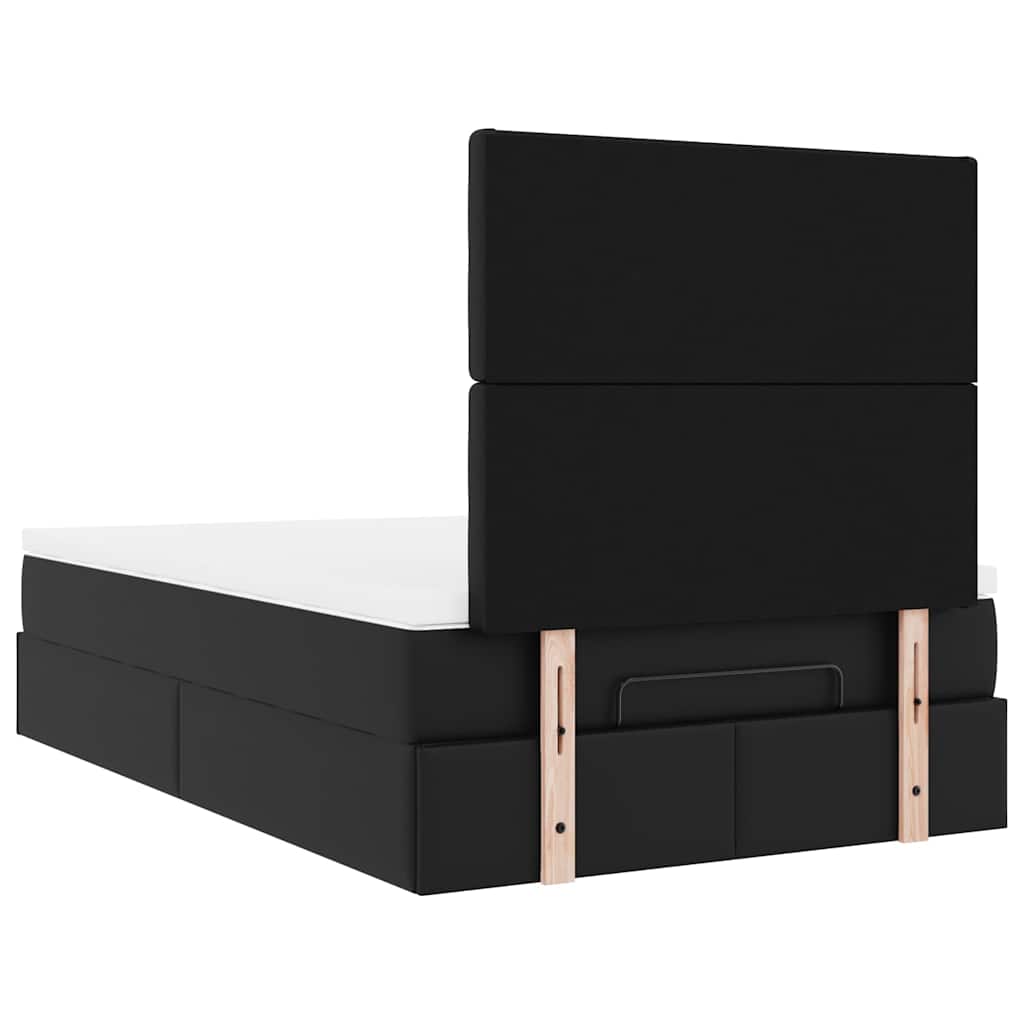 Ottoman-Bett mit Matratze & LEDs Schwarz 120x190 cm Kunstleder