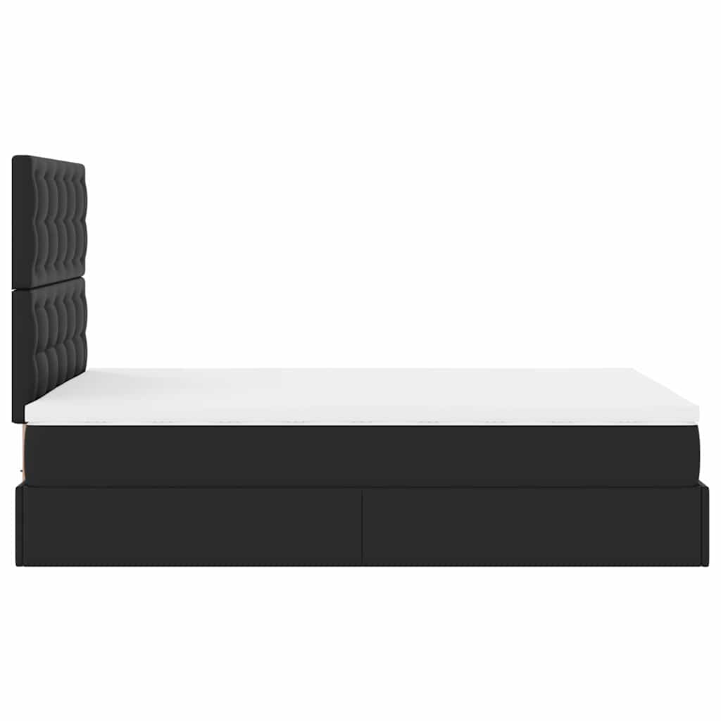 Ottoman-Bett mit Matratze & LEDs Schwarz 120x190 cm Kunstleder