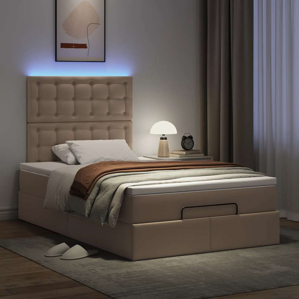 Ottoman-Bett mit Matratze & LEDs 120x190cm Kunstleder