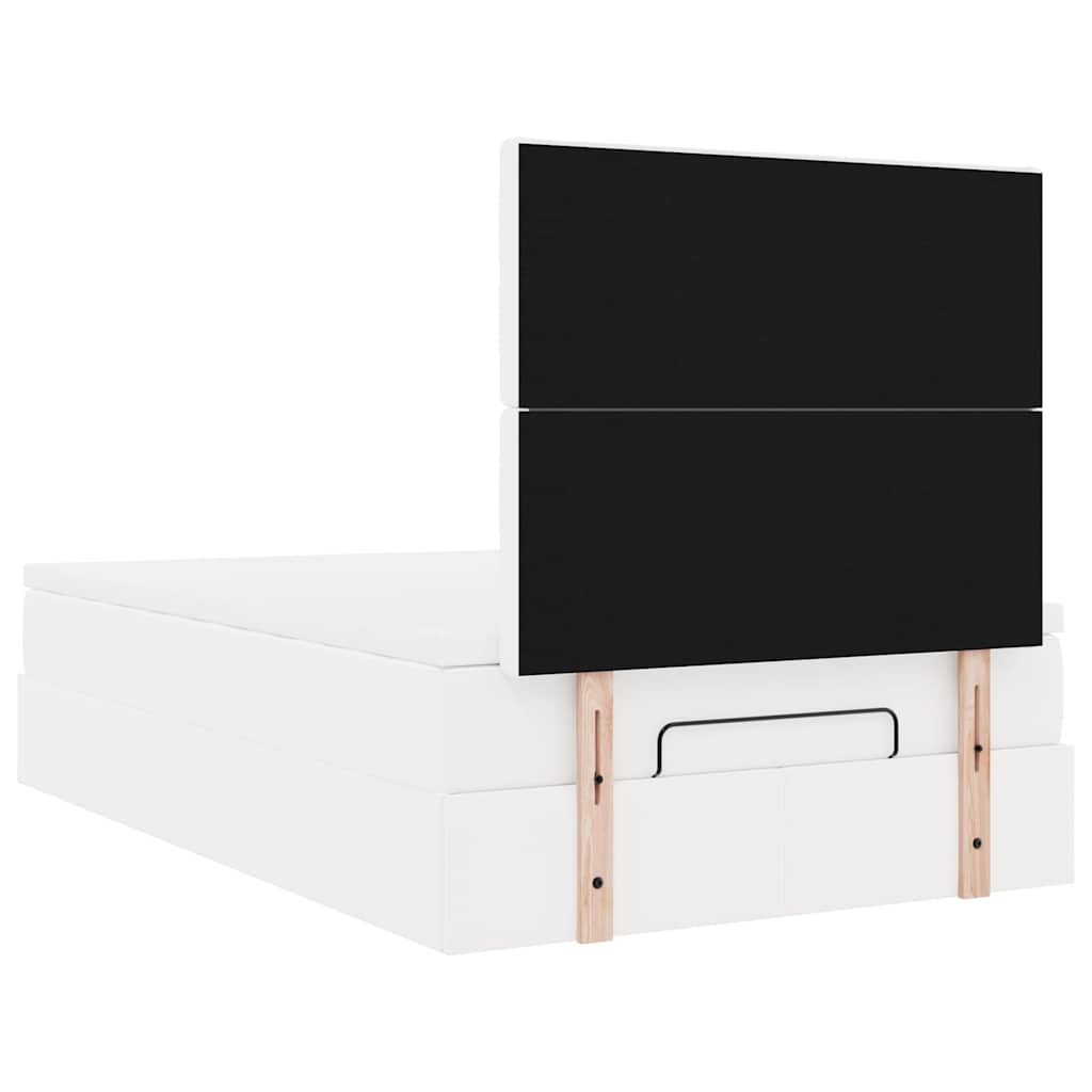 Ottoman-Bett mit Matratze & LEDs Weiß 120x200 cm Kunstleder