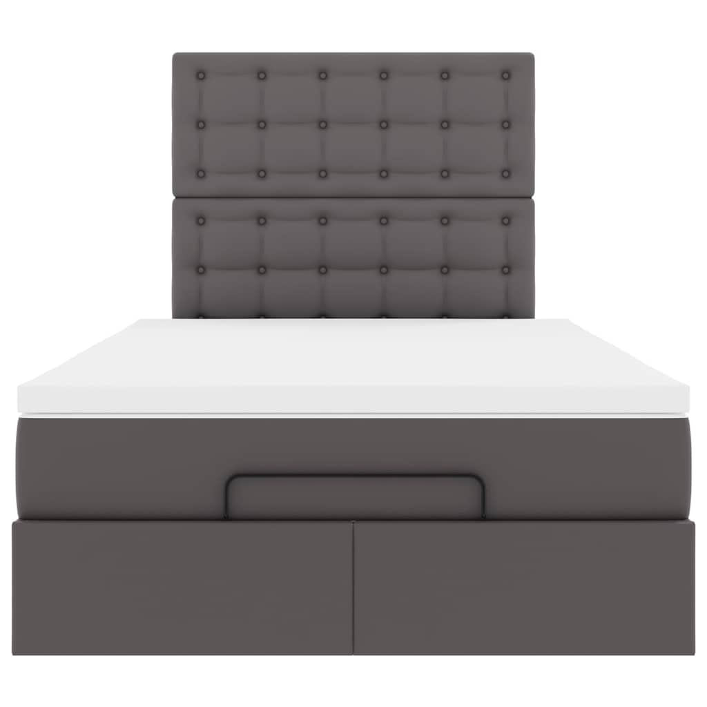 Ottoman-Bett mit Matratze & LEDs Grau 120x200 cm Kunstleder