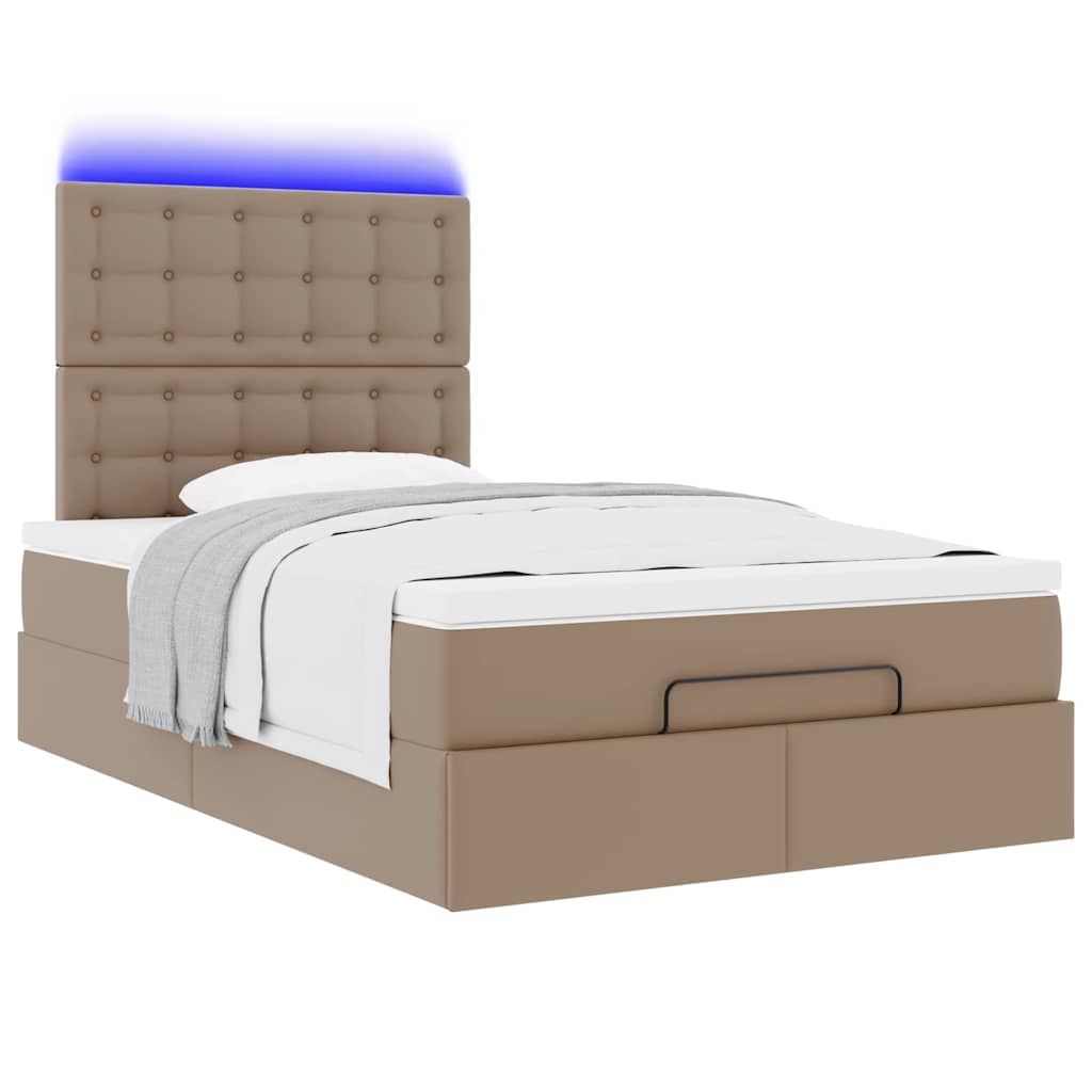 Ottoman-Bett mit Matratze & LEDs 120x200cm Kunstleder