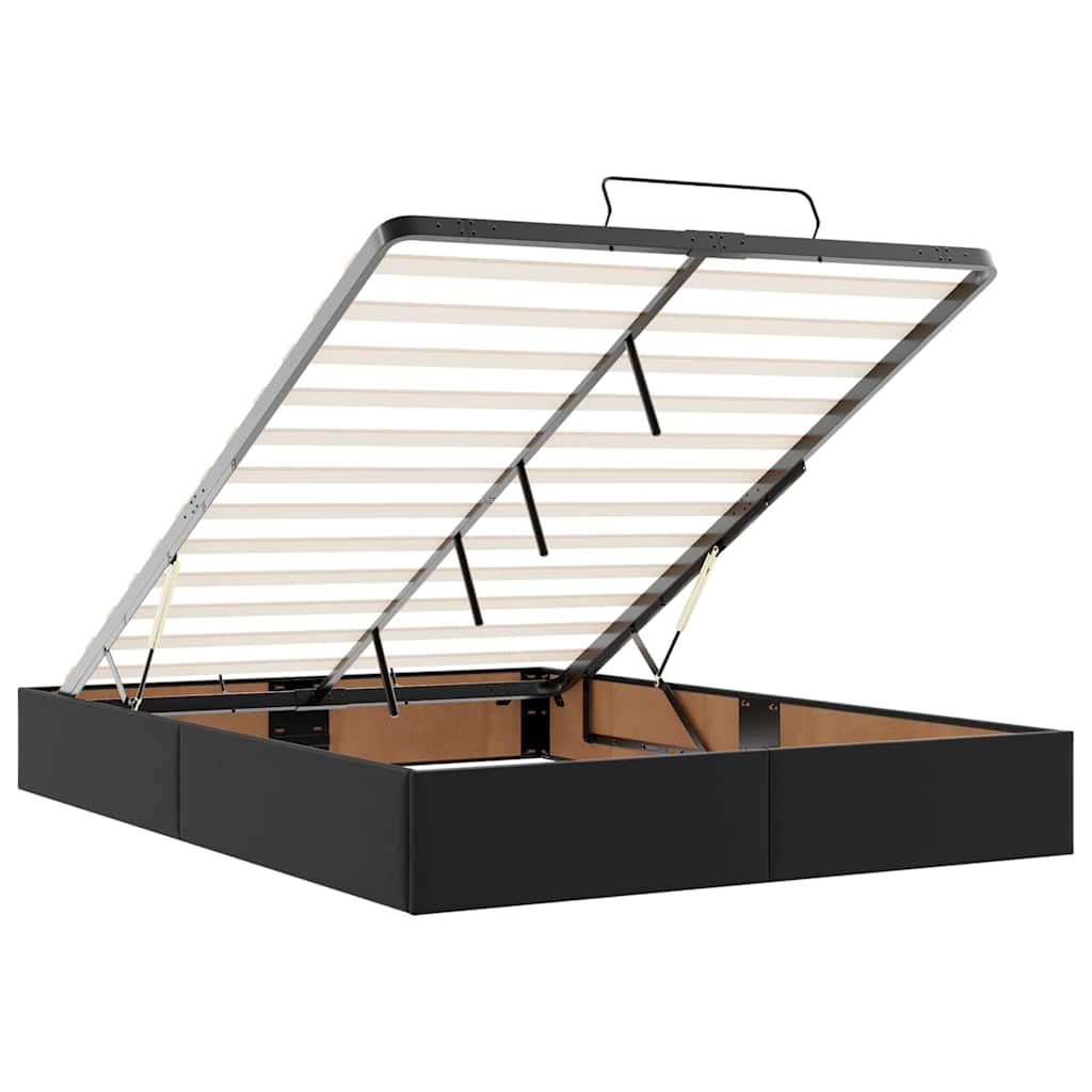 Ottoman-Bett mit Matratze & LEDs Schwarz 140x190 cm Kunstleder