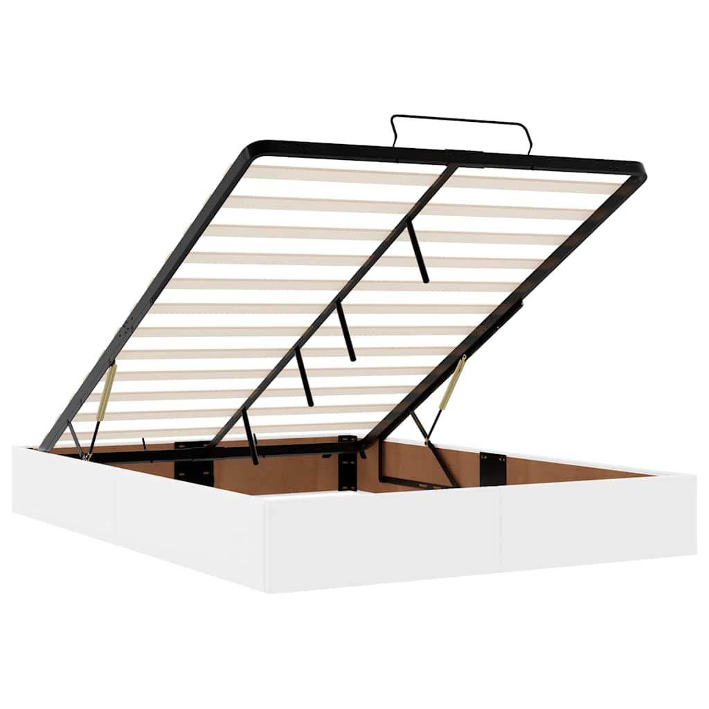 Ottoman-Bett mit Matratze & LEDs Weiß 140x190 cm Kunstleder