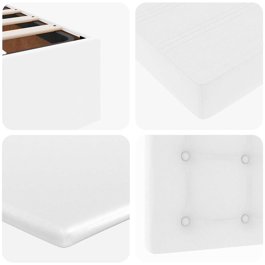 Ottoman-Bett mit Matratze & LEDs Weiß 140x190 cm Kunstleder