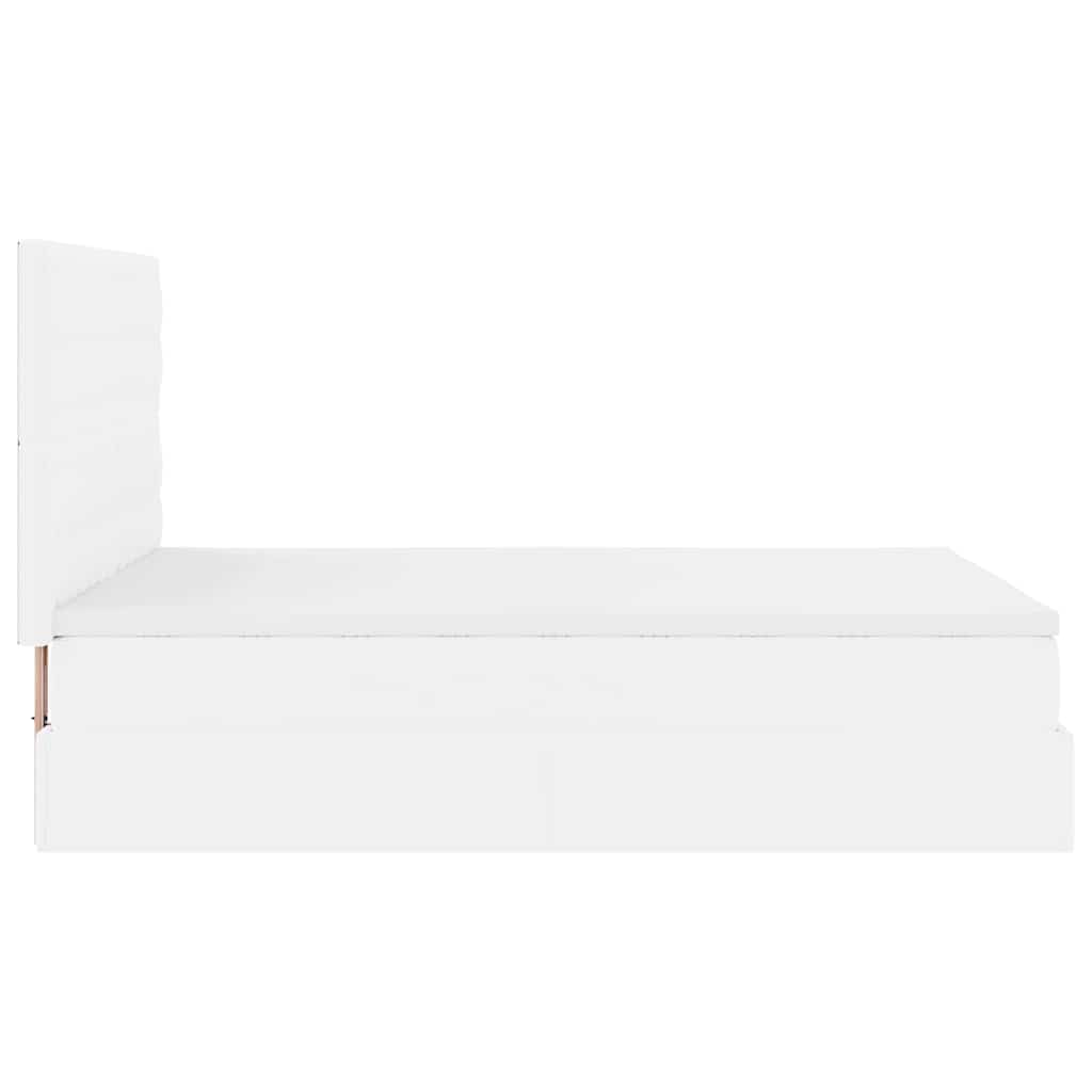 Ottoman-Bett mit Matratze & LEDs Weiß 140x190 cm Kunstleder