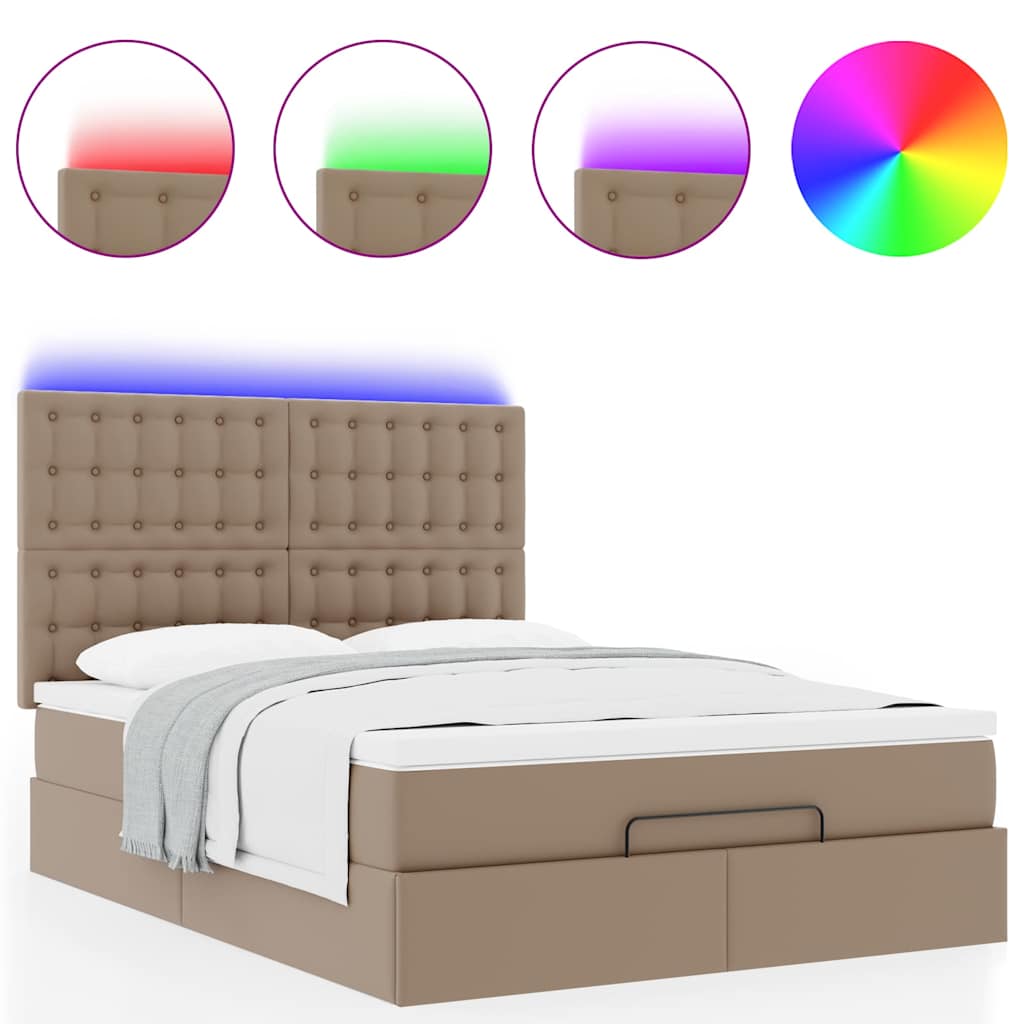 Ottoman-Bett mit Matratze & LEDs 140x190cm Kunstleder