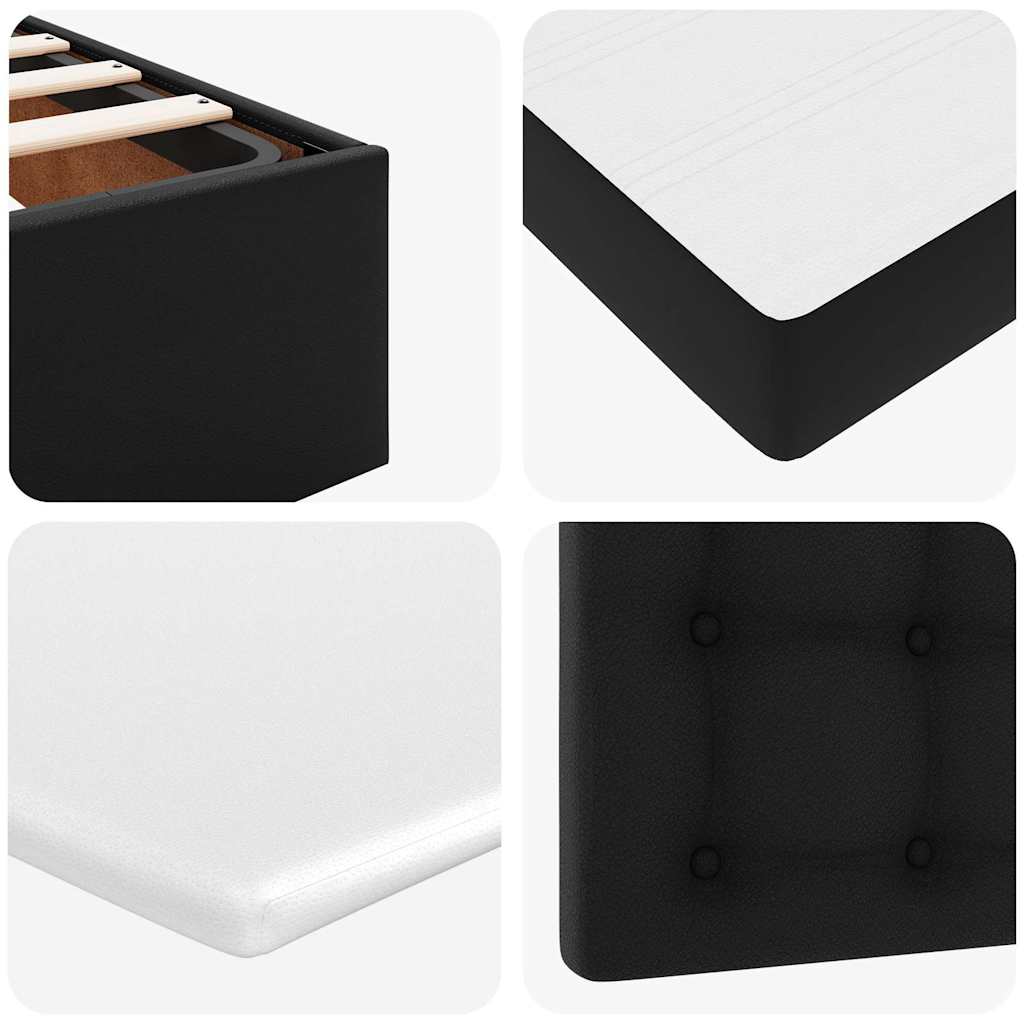 Ottoman-Bett mit Matratze & LEDs Schwarz 140x200 cm Kunstleder