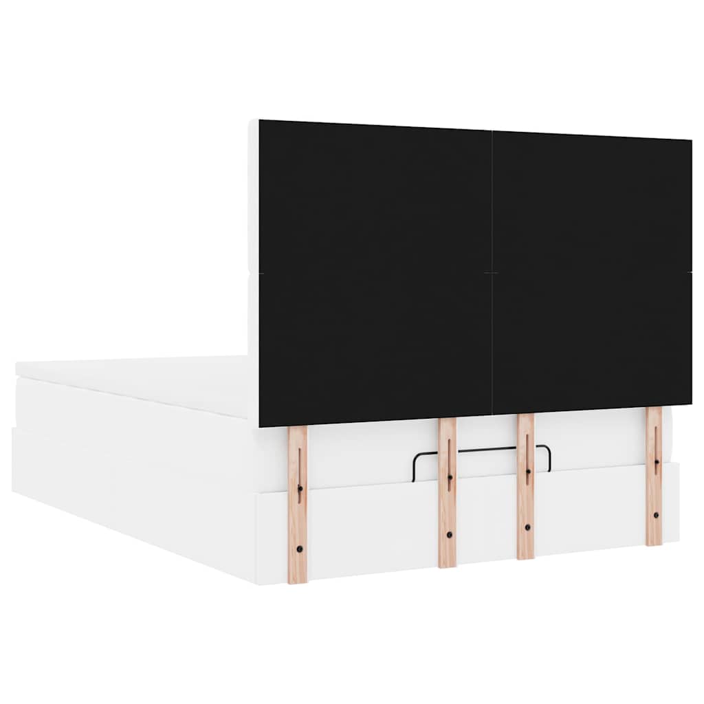 Ottoman-Bett mit Matratze & LEDs Weiß 140x200 cm Kunstleder