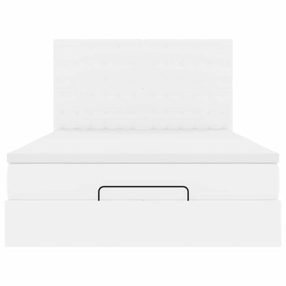 Ottoman-Bett mit Matratze & LEDs Weiß 140x200 cm Kunstleder