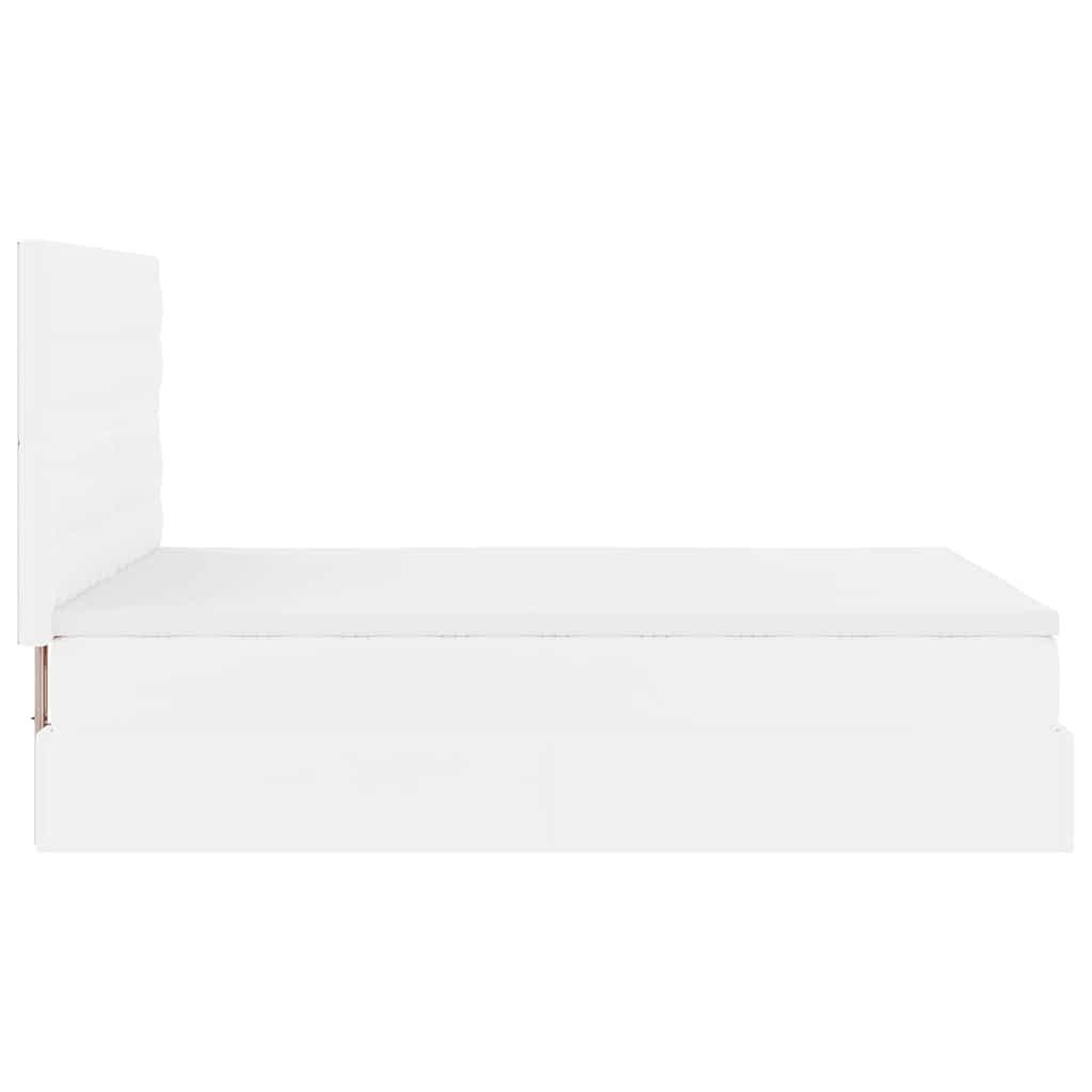Ottoman-Bett mit Matratze & LEDs Weiß 140x200 cm Kunstleder