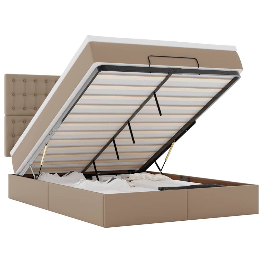 Ottoman-Bett mit Matratze & LEDs 140x200cm Kunstleder