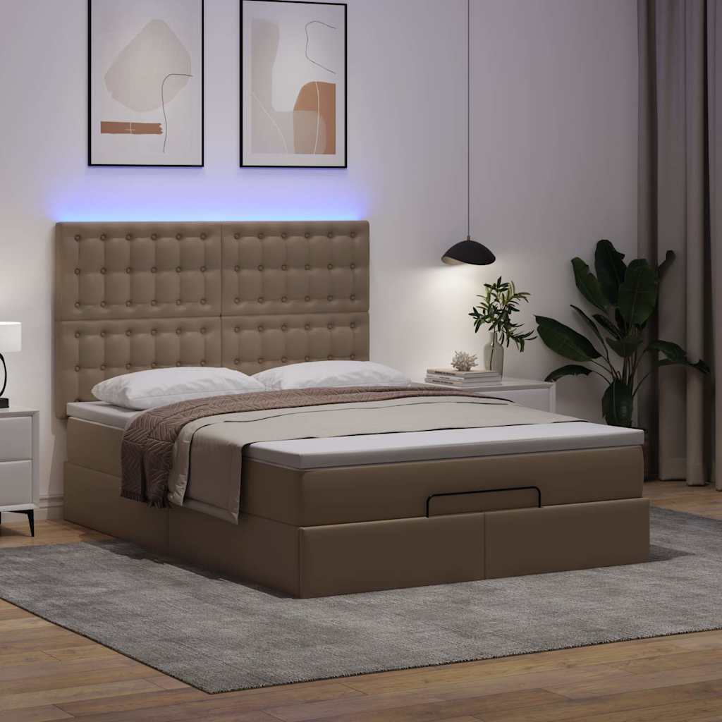 Ottoman-Bett mit Matratze & LEDs 140x200cm Kunstleder