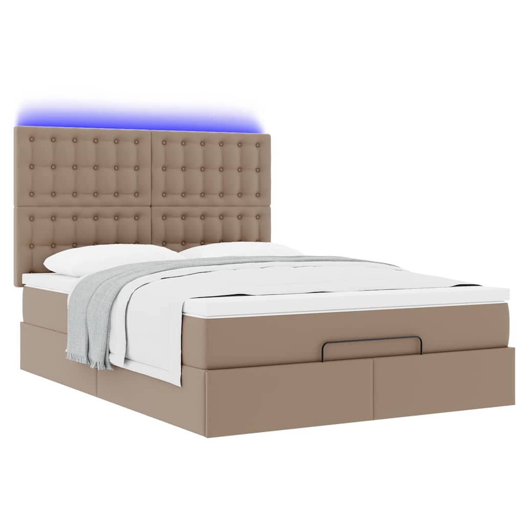 Ottoman-Bett mit Matratze & LEDs 140x200cm Kunstleder