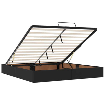Ottoman-Bett mit Matratze & LEDs Schwarz 160x200 cm Kunstleder