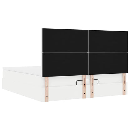 Ottoman-Bett mit Matratze & LEDs Weiß 160x200 cm Kunstleder