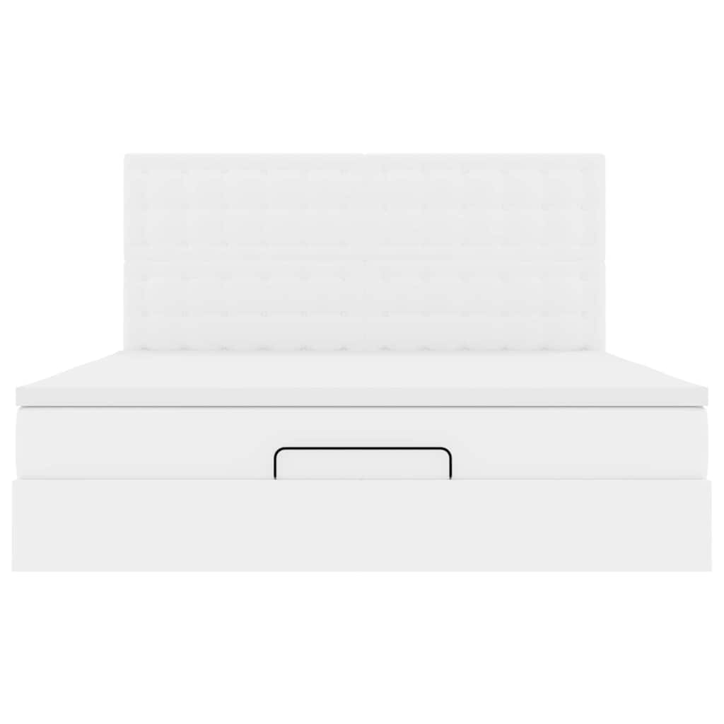 Ottoman-Bett mit Matratze & LEDs Weiß 160x200 cm Kunstleder