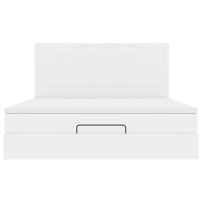 Ottoman-Bett mit Matratze & LEDs Weiß 160x200 cm Kunstleder