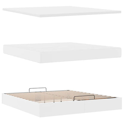 Ottoman-Bett mit Matratze & LEDs Weiß 160x200 cm Kunstleder