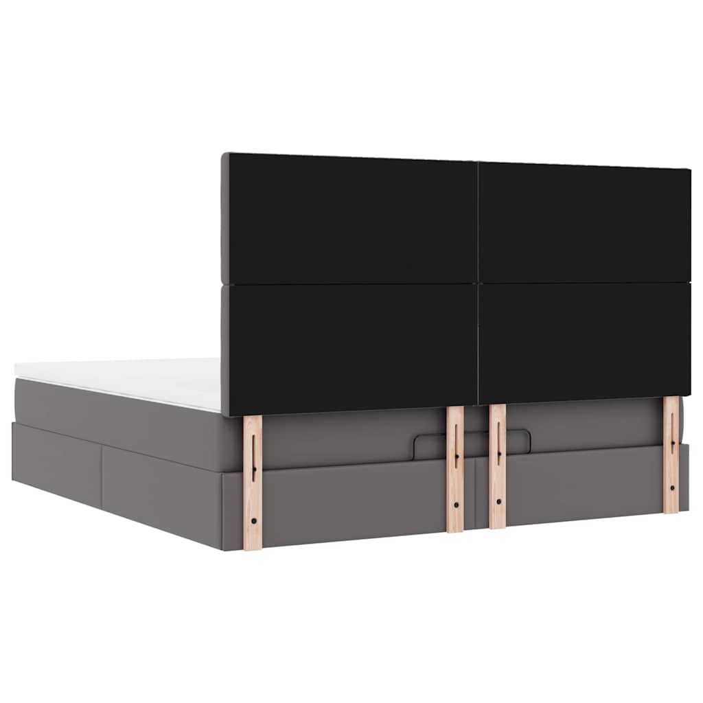 Ottoman-Bett mit Matratze & LEDs Grau 160x200 cm Kunstleder