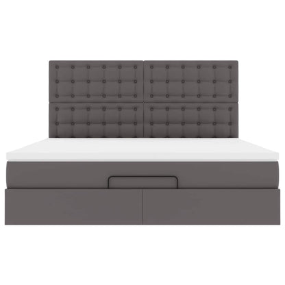 Ottoman-Bett mit Matratze & LEDs Grau 160x200 cm Kunstleder