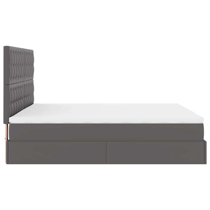 Ottoman-Bett mit Matratze & LEDs Grau 160x200 cm Kunstleder