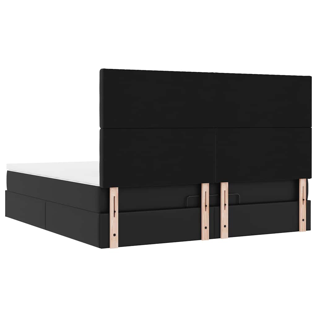Ottoman-Bett mit Matratze & LEDs Schwarz 180x200 cm Kunstleder