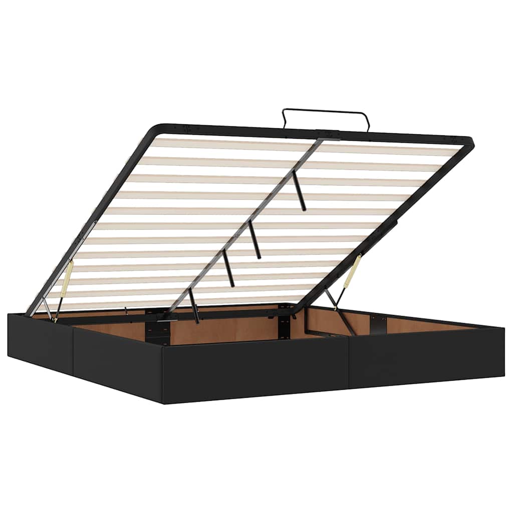 Ottoman-Bett mit Matratze & LEDs Schwarz 180x200 cm Kunstleder