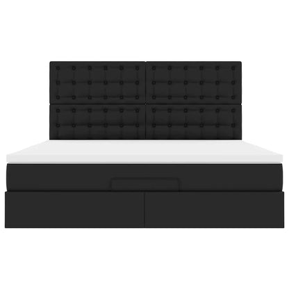 Ottoman-Bett mit Matratze & LEDs Schwarz 180x200 cm Kunstleder