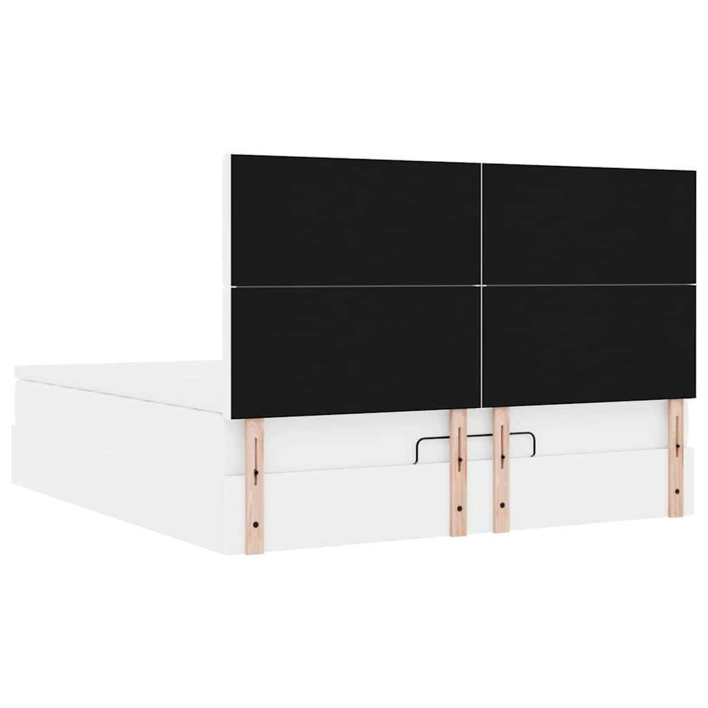 Ottoman-Bett mit Matratze & LEDs Weiß 180x200 cm Kunstleder