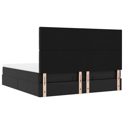 Ottoman-Bett mit Matratzen & LEDs Schwarz 200x200 cm Kunstleder