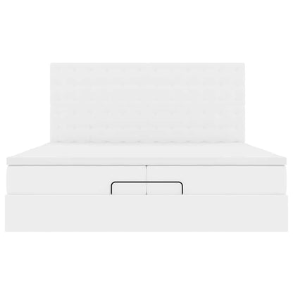 Ottoman-Bett mit Matratzen & LEDs Weiß 200x200 cm Kunstleder