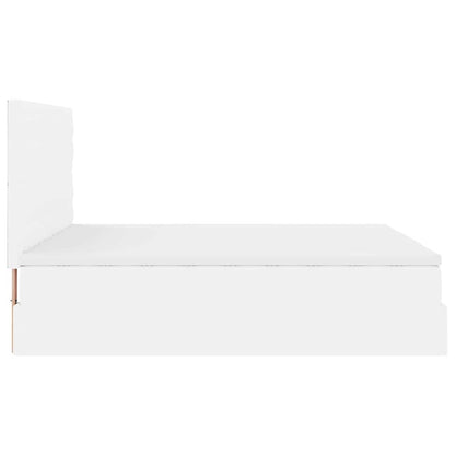 Ottoman-Bett mit Matratzen & LEDs Weiß 200x200 cm Kunstleder
