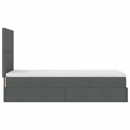 Ottomane Bett mit Matratze & LEDs Dunkelgrau 80x200 cm Stoff