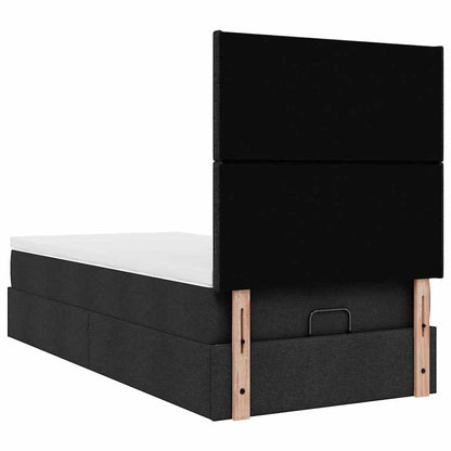 Ottomane Bett mit Matratze & LEDs Schwarz 80x200 cm Stoff