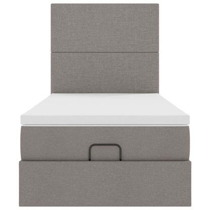 Ottoman-Bett mit Matratze & LEDs Taupe 80x200 cm Stoff