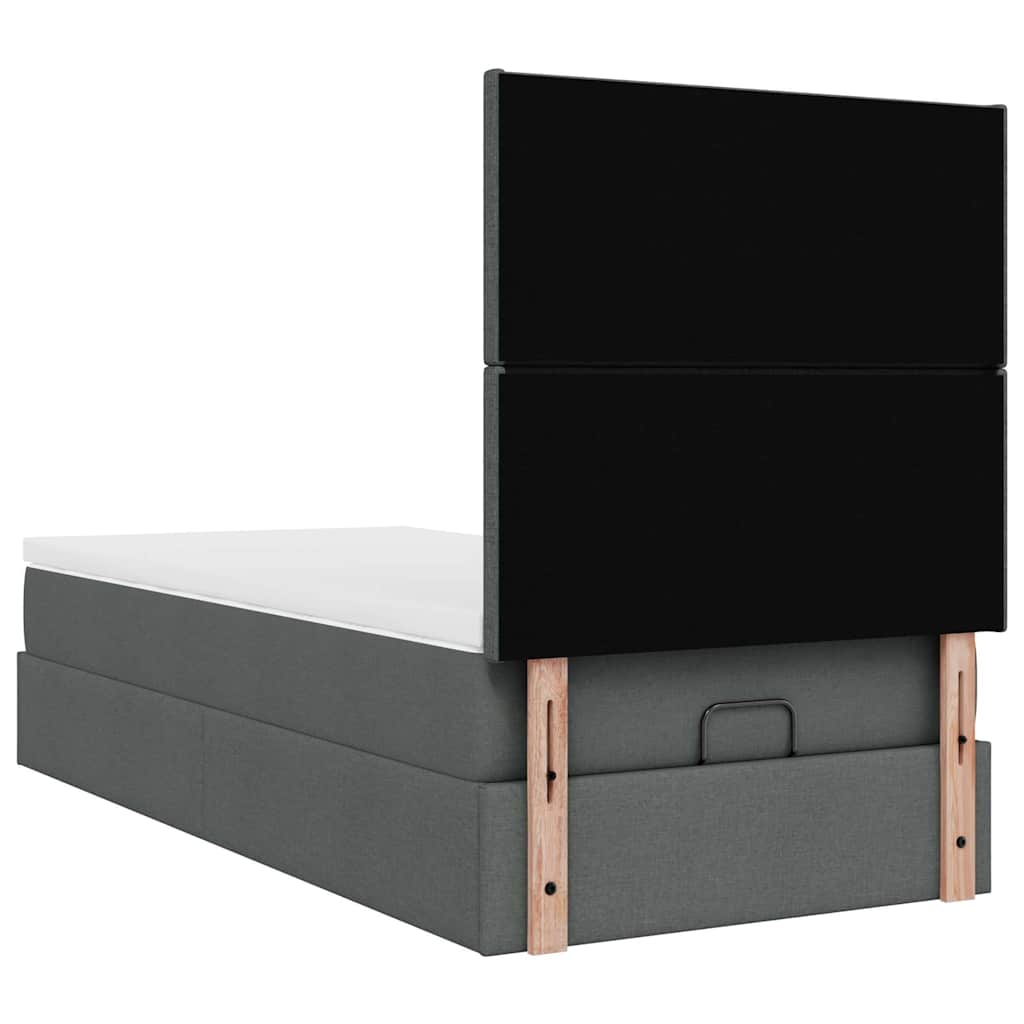 Ottoman-Bett mit Matratze & LEDs Dunkelgrau 90x190 cm Stoff