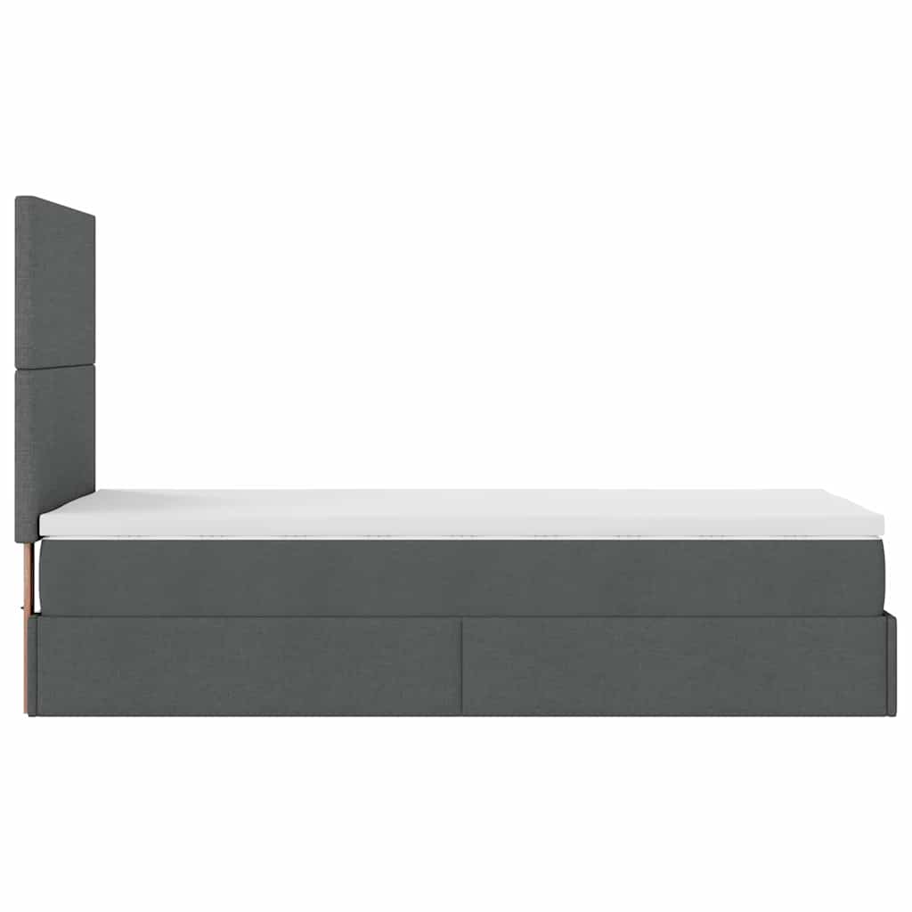 Ottoman-Bett mit Matratze & LEDs Dunkelgrau 90x190 cm Stoff