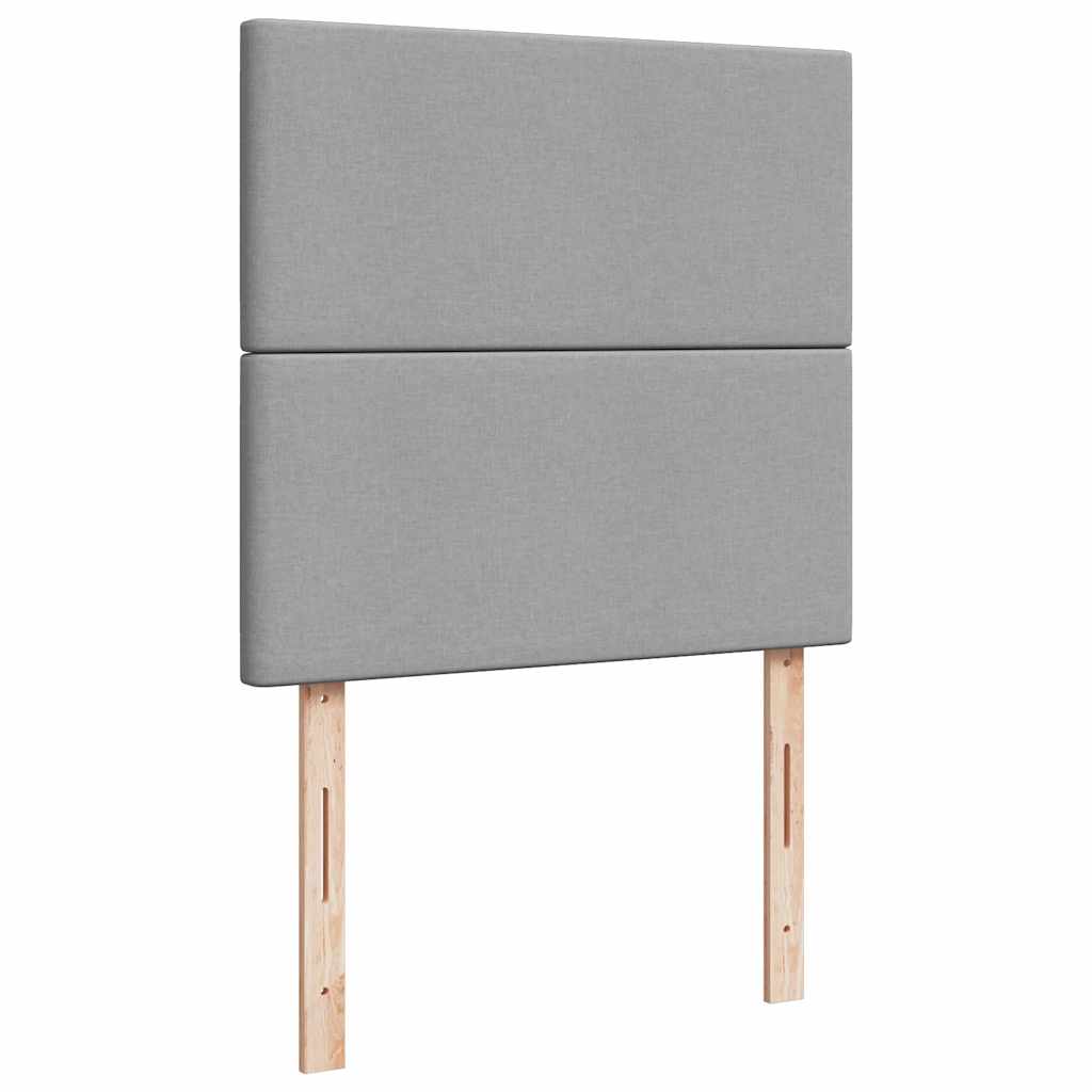 Lit ottoman avec matelas et LED gris clair 100x200 cm tissu